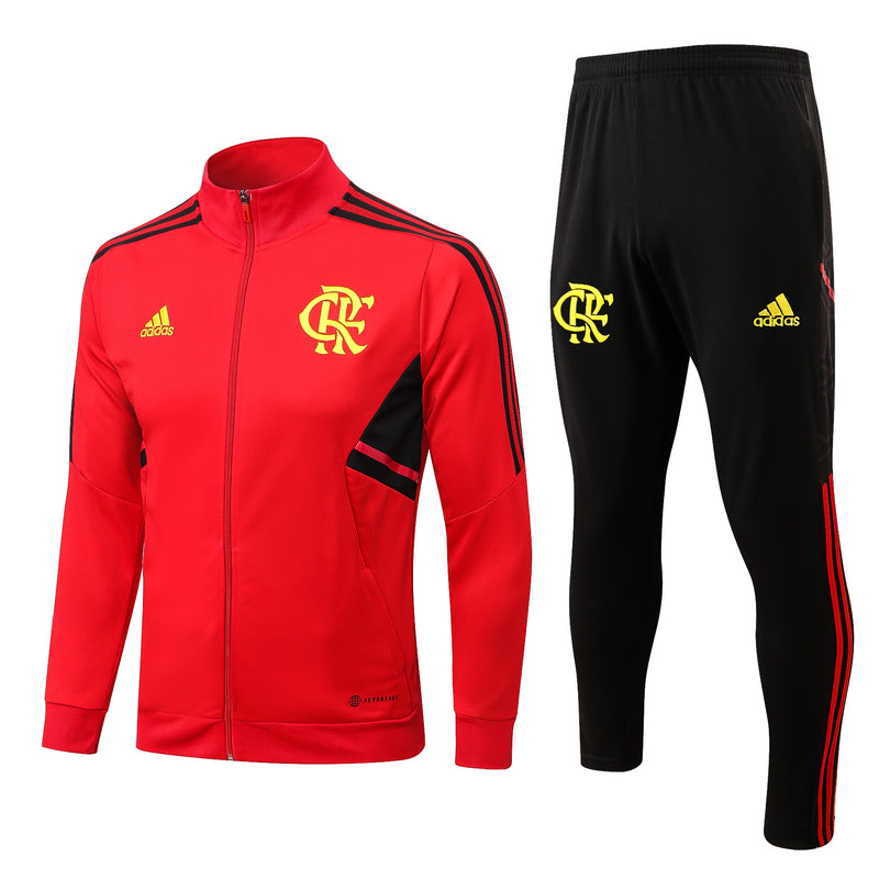 Conjunto Agasalho de Treino Flamengo 2022/24 Zíper Longo Vermelho e Preto