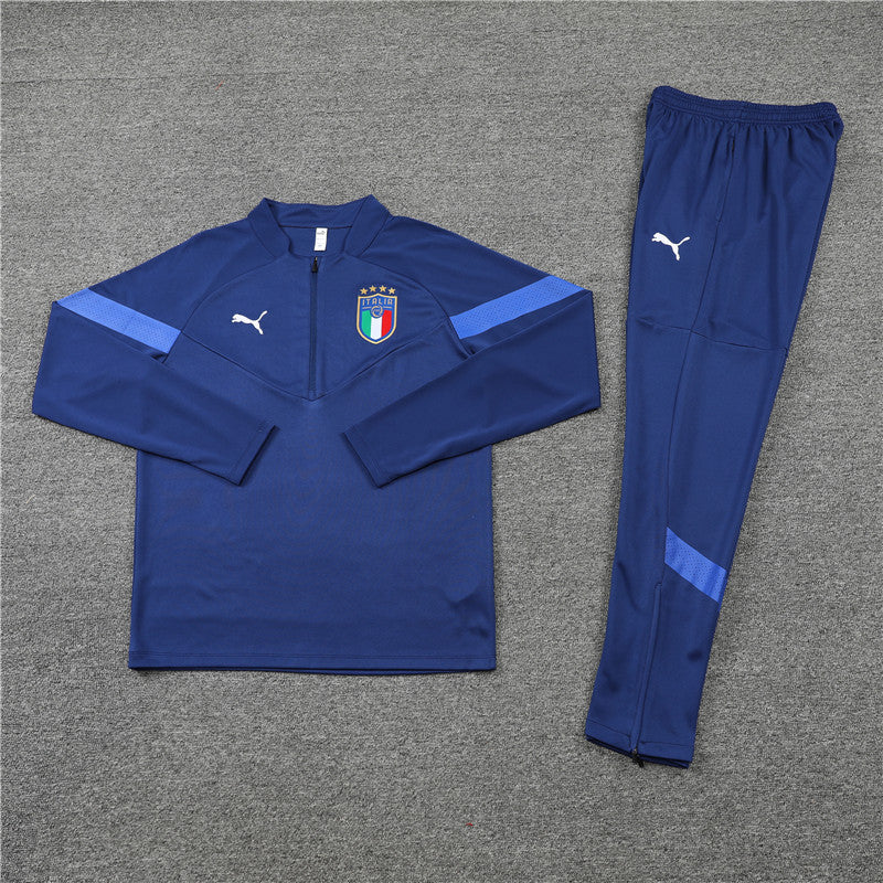 Kit de Treino Itália 2022/23 Meio Zíper Azul Escuro