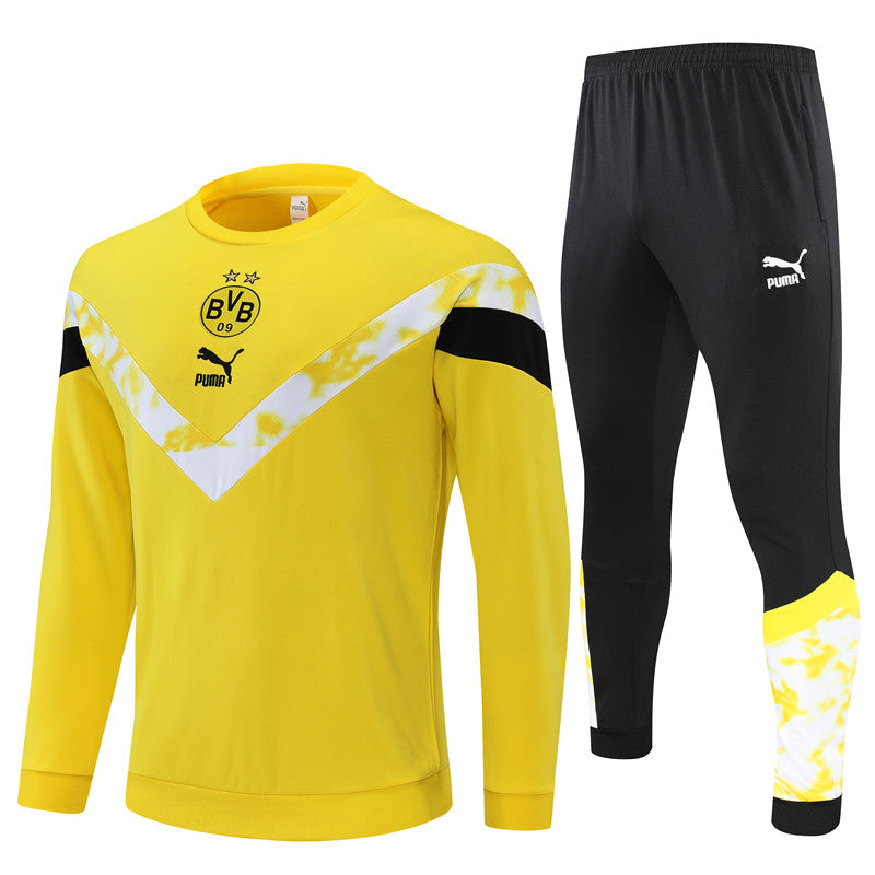 Kit de Treino Borussia Dortmund Gola Redonda 2022/23 Meio Zíper Amarelo