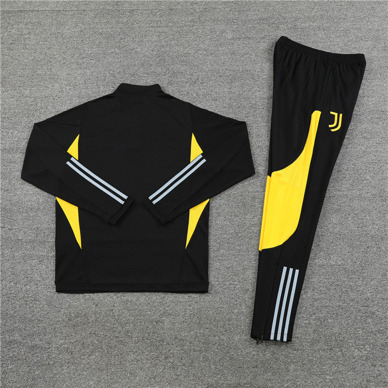 Kit de Treino Juventus 2023/24 Meio Zíper Preto e Amarelo