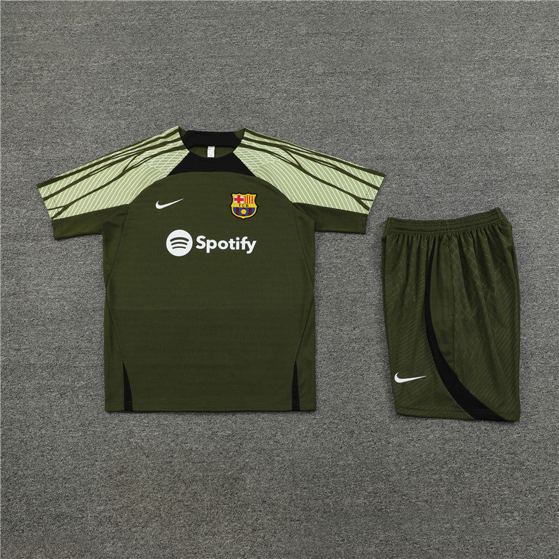 Camisa e Short Barcelona Treino 23/24 Verde Militar