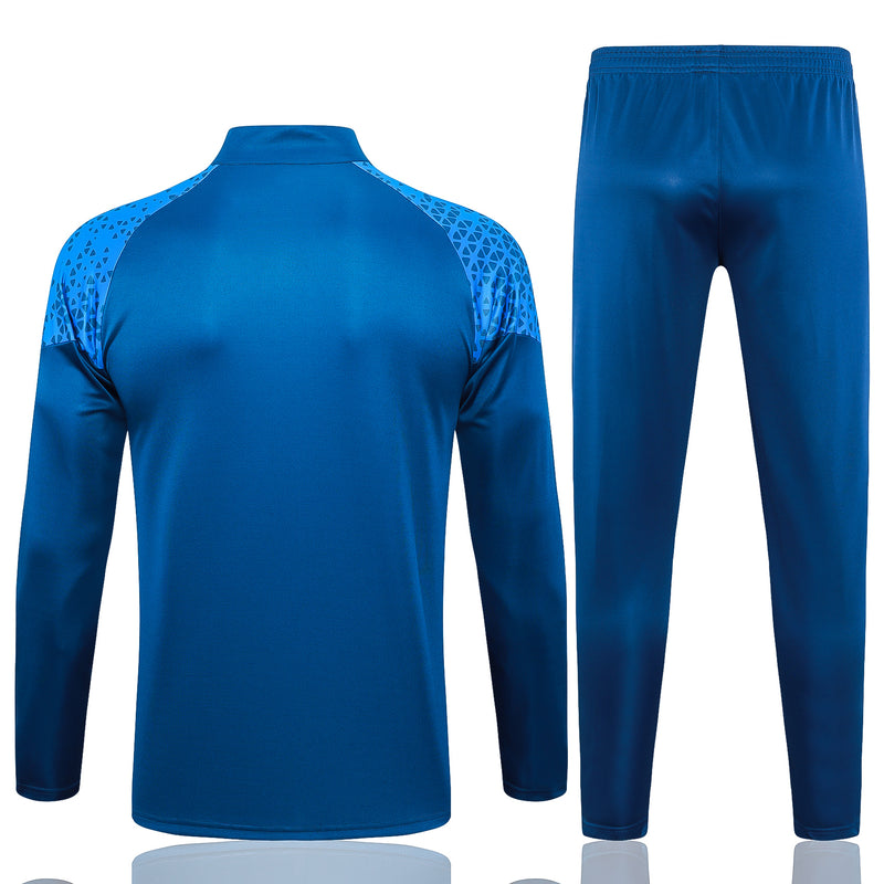 Kit de Treino Olympique de Marseille 2023/24 Meio Zíper Azul