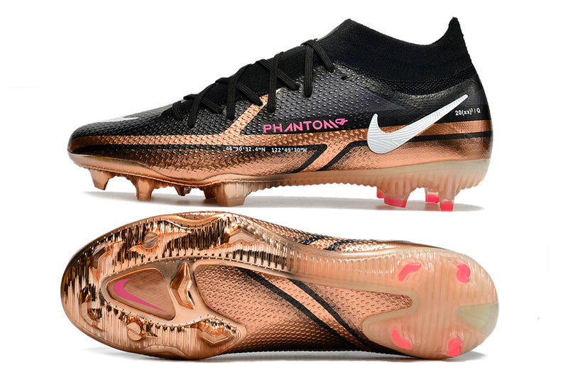 Chuteira Campo Nike Phantom GT2 Elite Preta e Dourada