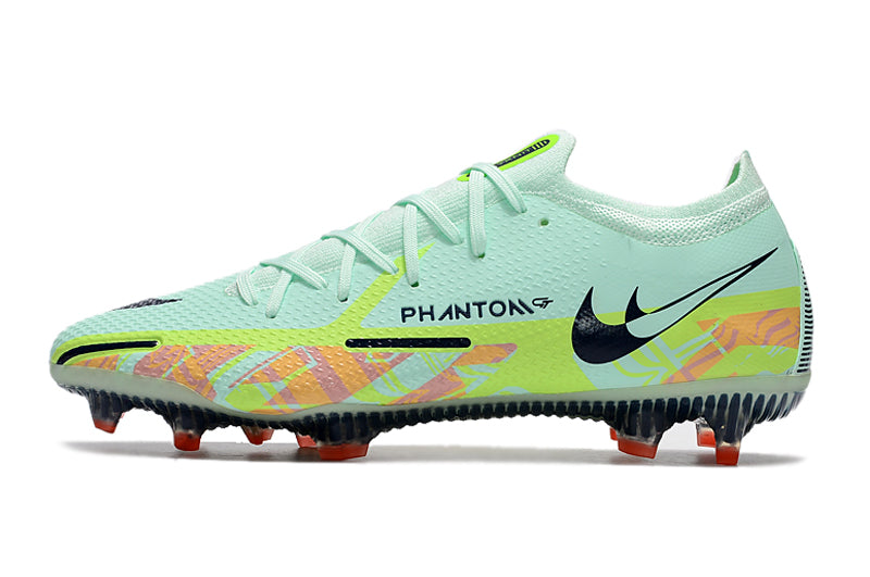 Chuteira Campo Nike Phantom GT2 Elite Verde e Laranja