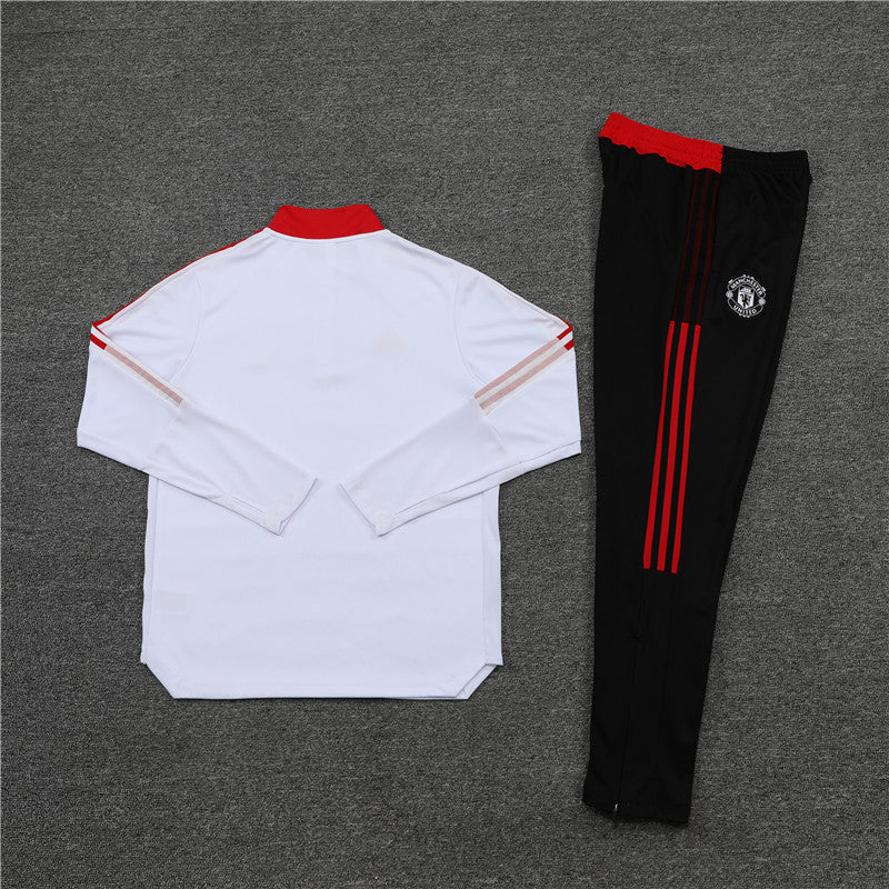 Kit de Treino Manchester United 2021/22 Meio Zíper Branco