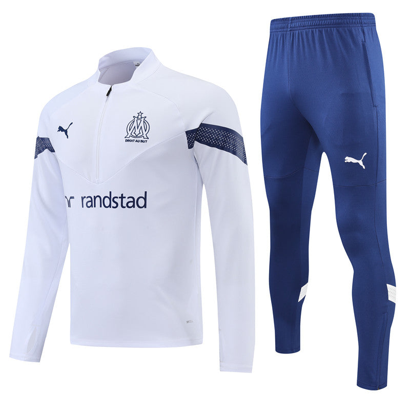 Kit de Treino Olympique de Marseille 2022/23 Meio Zíper Branco