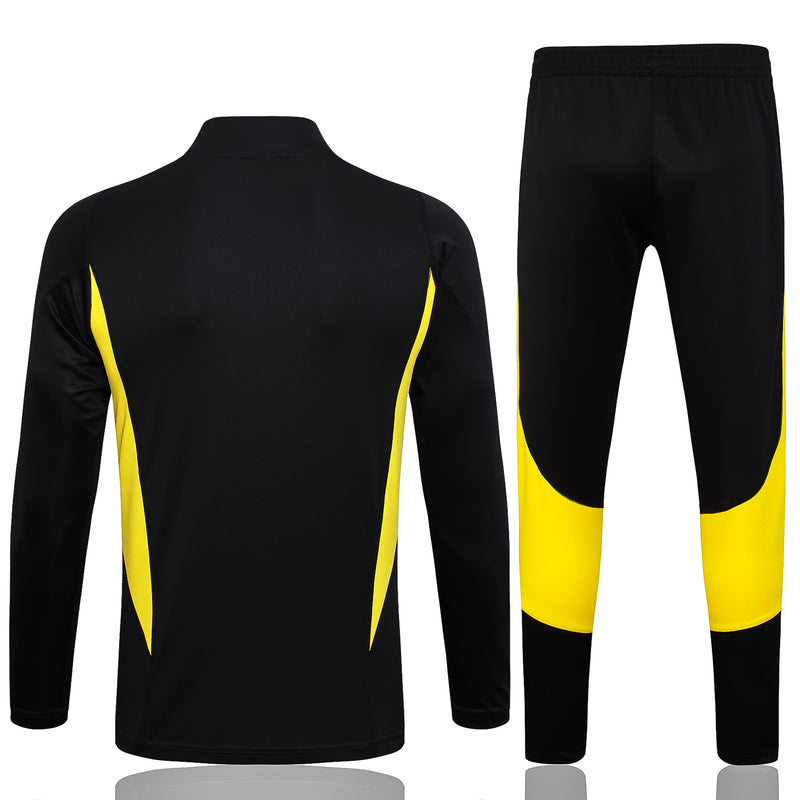 Kit de Treino Juventus 2023/24  Meio Zíper Preto e Amarelo