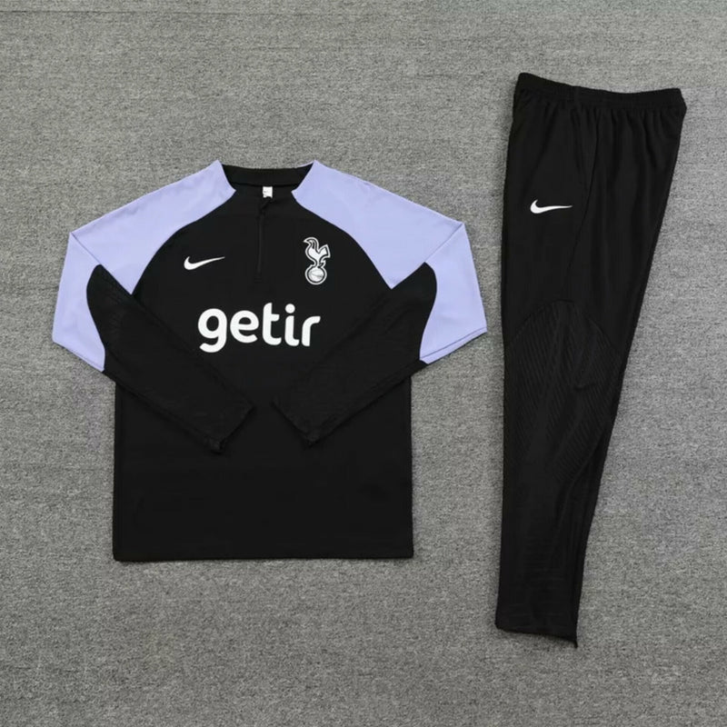 Kit de Treino Tottenham 2023/24 Meio Zíper Preto e Roxo