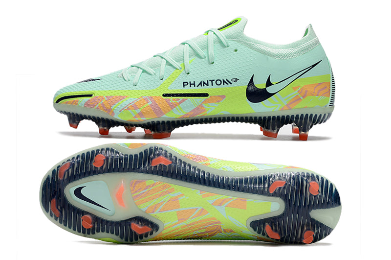 Chuteira Campo Nike Phantom GT2 Elite Verde e Laranja