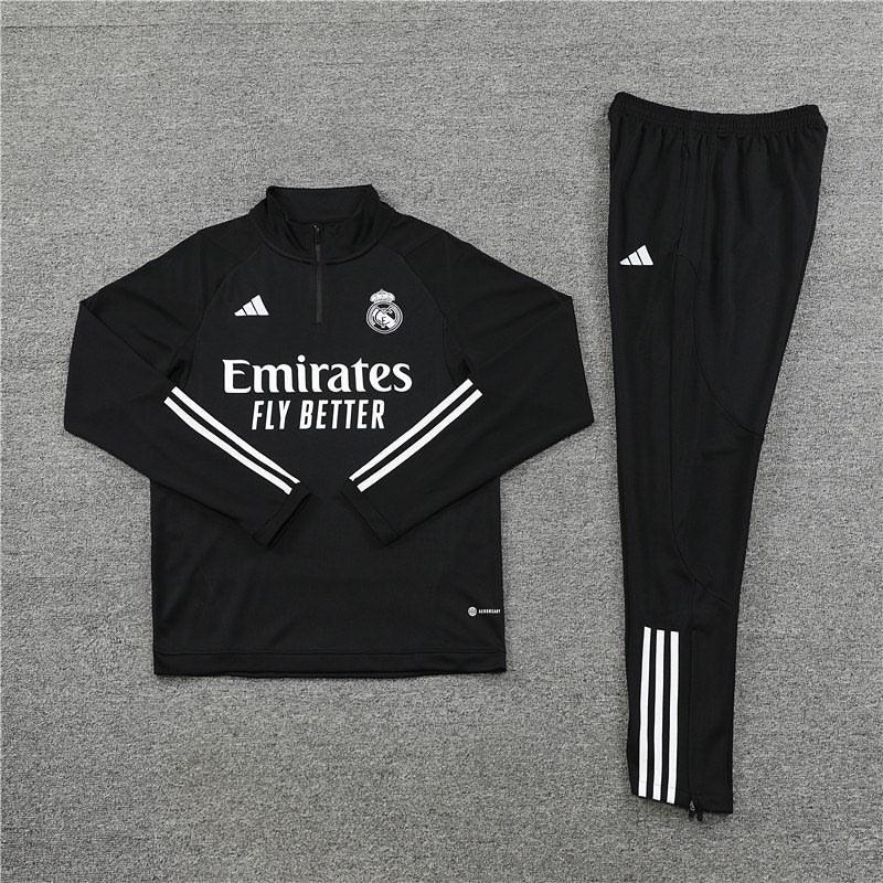 Kit de Treino Real Madrid 2023/24 Meio Zíper Preto - Lp Sports Wear 