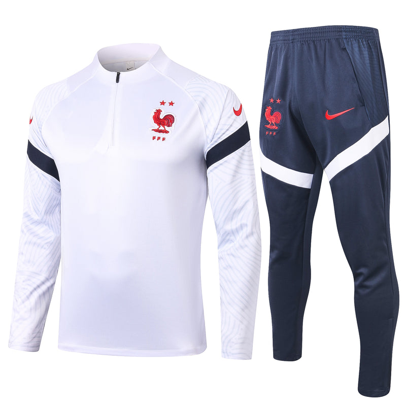 Kit de Treino França 2020/21 Meio Zíper Branco