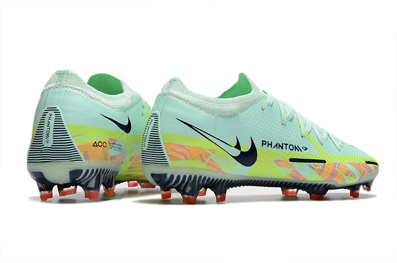 Chuteira Campo Nike Phantom GT2 Elite Verde e Laranja