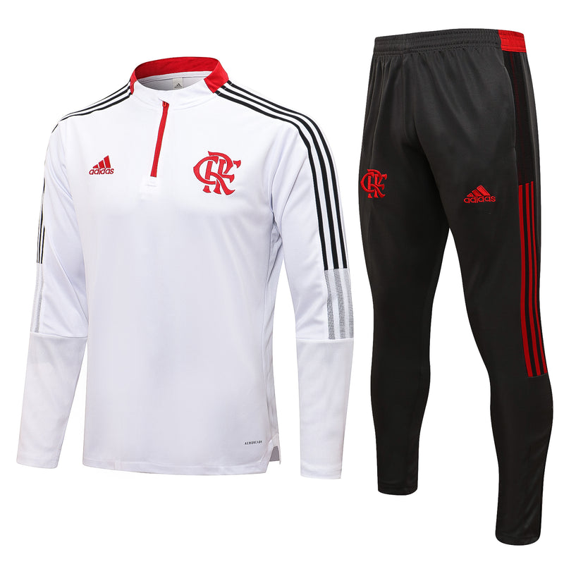 Kit de Treino Flamengo 2021/22 Meio Zíper Branco