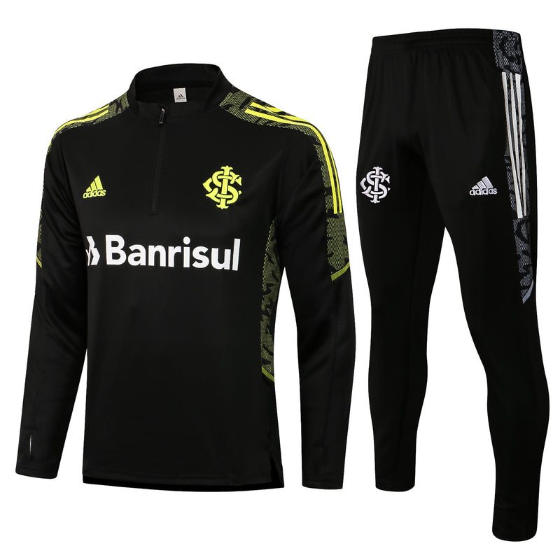 Kit de Treino Internacional 2021/22 Meio Zíper Preto e Amarelo