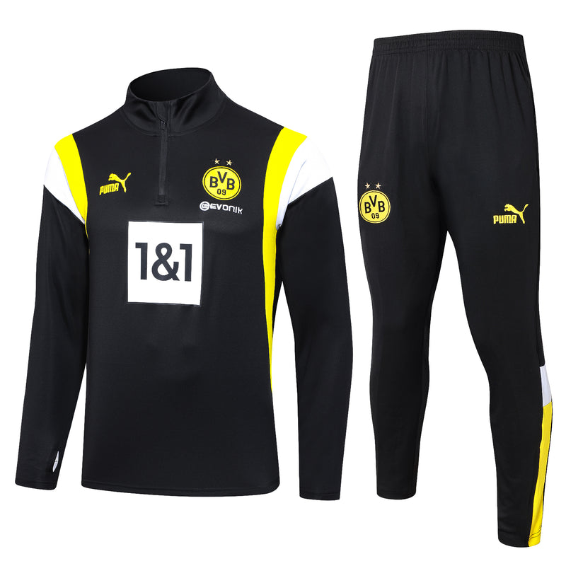 Kit de Treino Borussia Dortmund 2023/24 Meio Zíper Preto