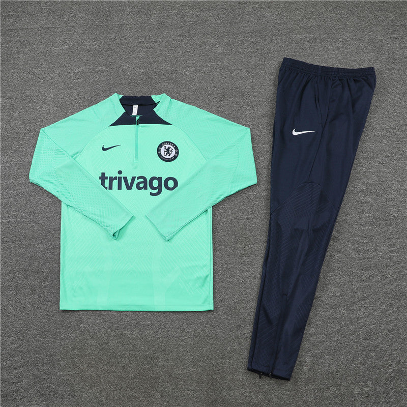 Kit de Treino Chelsea 2022/23 Meio Zíper Verde Claro