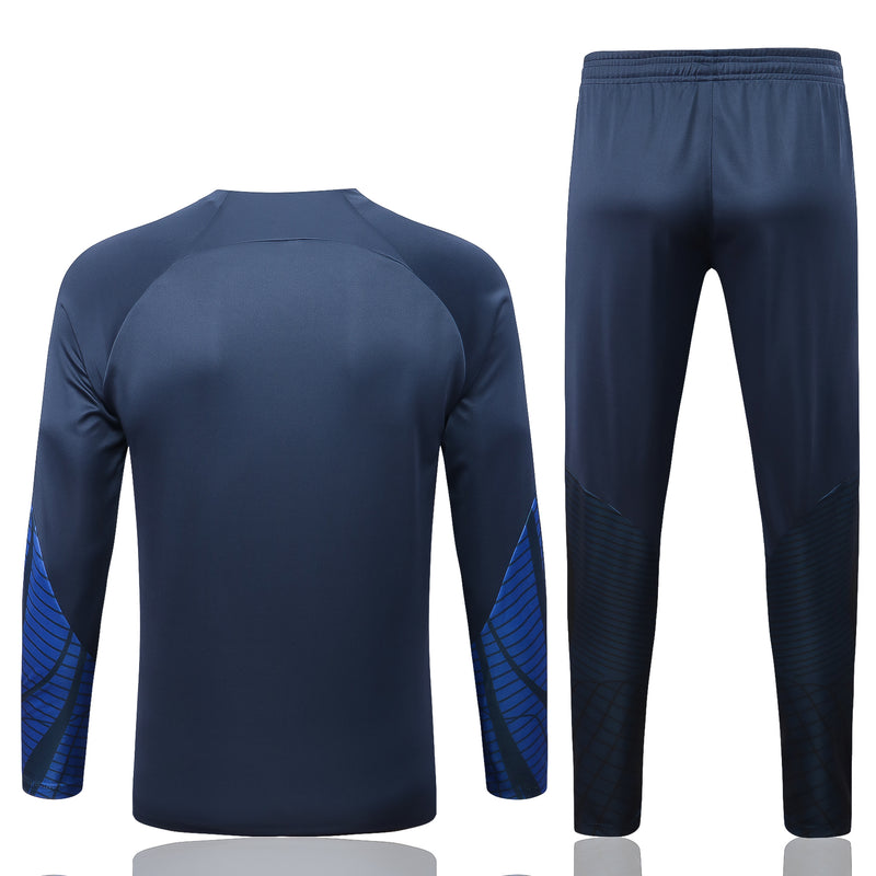 Kit de Treino França 2022/23 Meio Zíper Azul Escuro