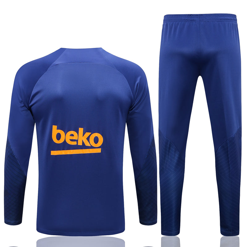 Kit de Treino Barcelona 2022/23 Meio Zíper Azul