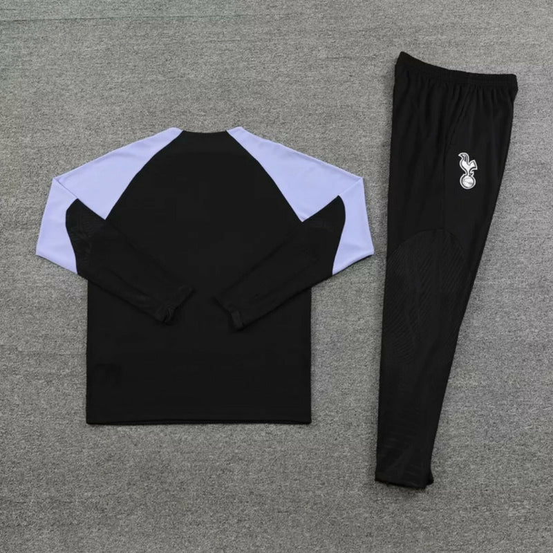 Kit de Treino Tottenham 2023/24 Meio Zíper Preto e Roxo