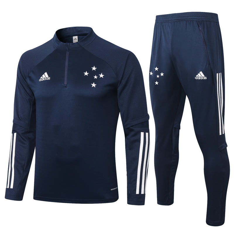 Kit de Treino Cruzeiro 2020/21 Meio Zíper Azul Escuro