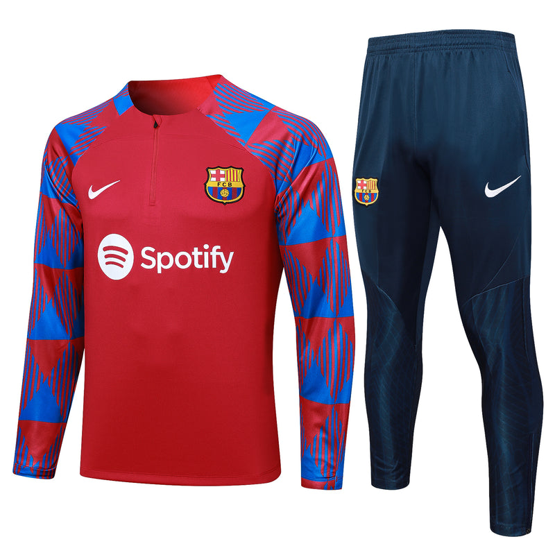 Kit de Treino Barcelona 2023/24 Meio Zíper Vermelho