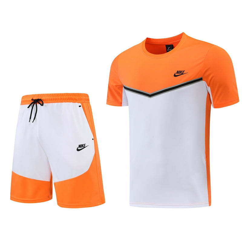 Kit Camisa e Short Nike Laranja e Branco