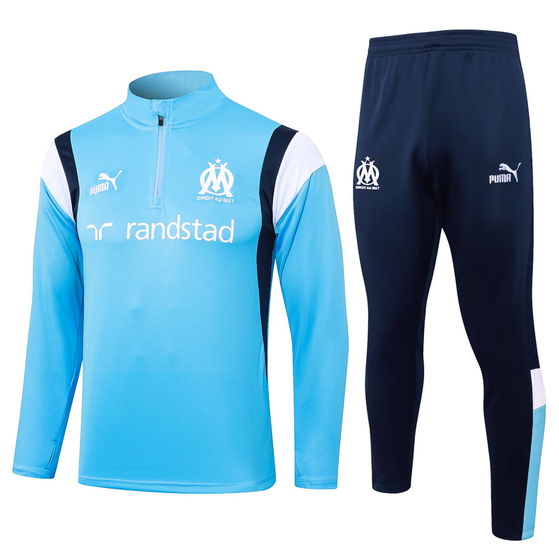 Kit de Treino Olympique de Marseille 2023/24 Meio Zíper Azul