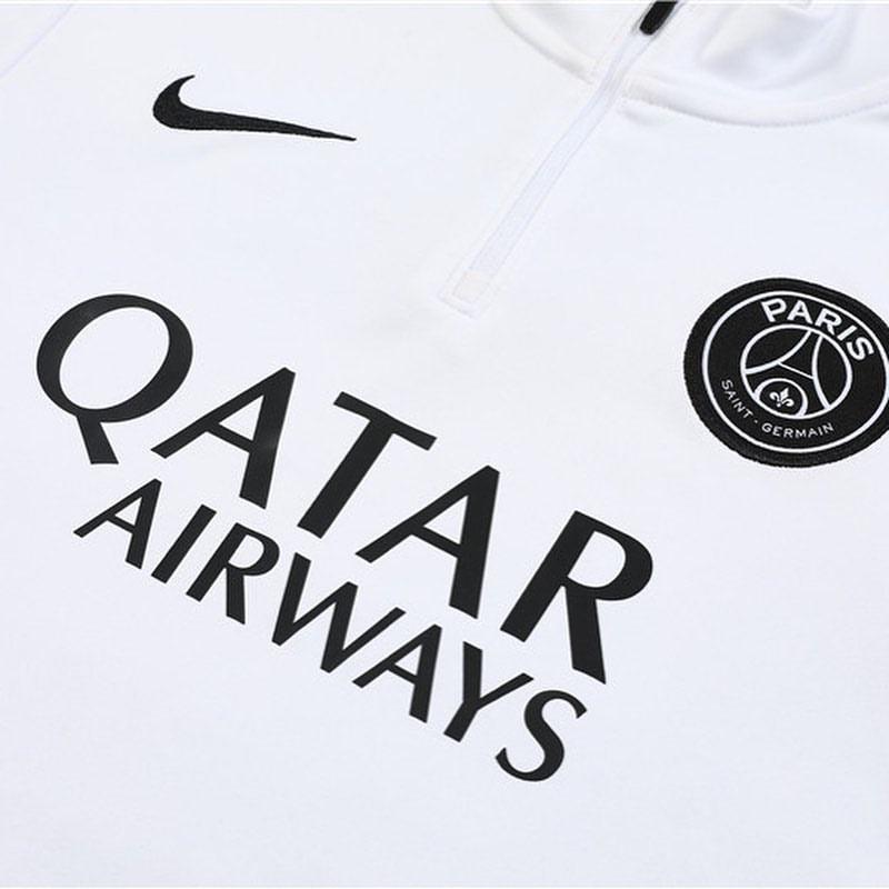 Kit de Treino PSG 2023/24 Meio Zíper Branco e Preto - Lp Sports Wear 