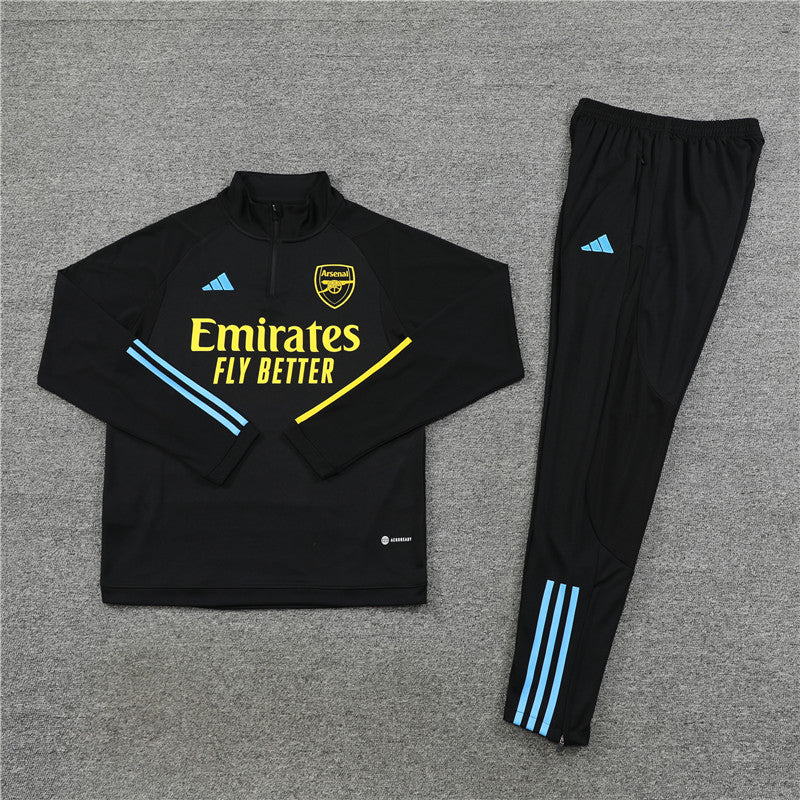 Kit de Treino Arsenal 2023/24 Meio Zíper Preto