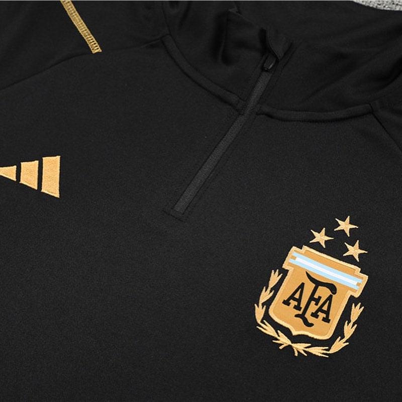 Kit de Treino Argentina 2023/24 Meio Zíper Preto e Dourado - Lp Sports Wear 