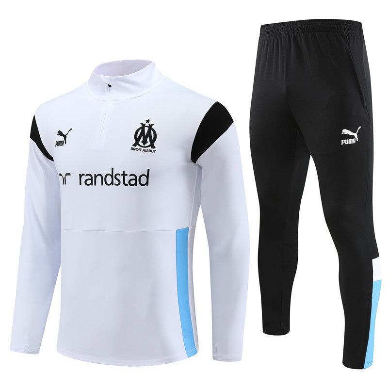 Kit de Treino Olympique de Marseille 2023/24 Meio Zíper Branco