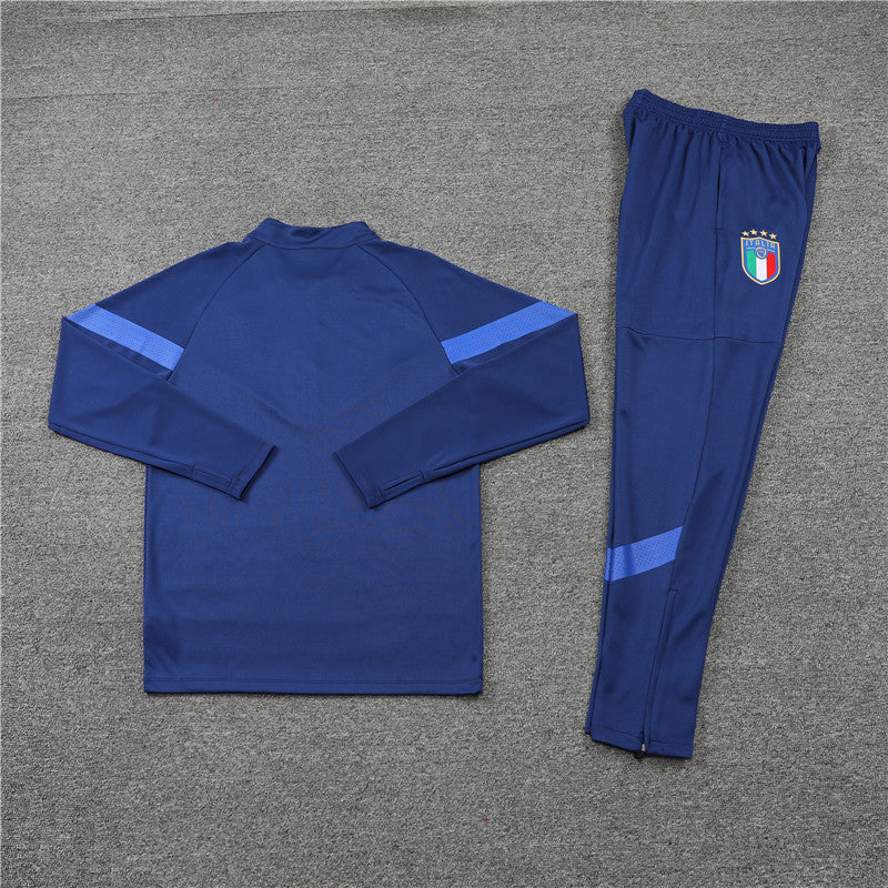 Kit de Treino Itália 2022/23 Meio Zíper Azul Escuro