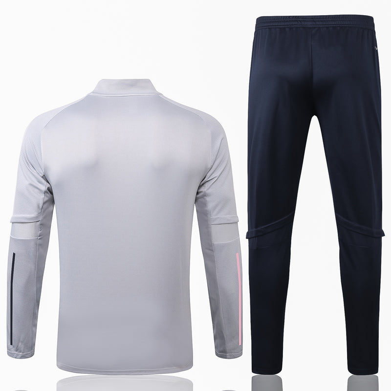 Kit de Treino Juventus 2020/21 Meio Zíper Cinza Claro