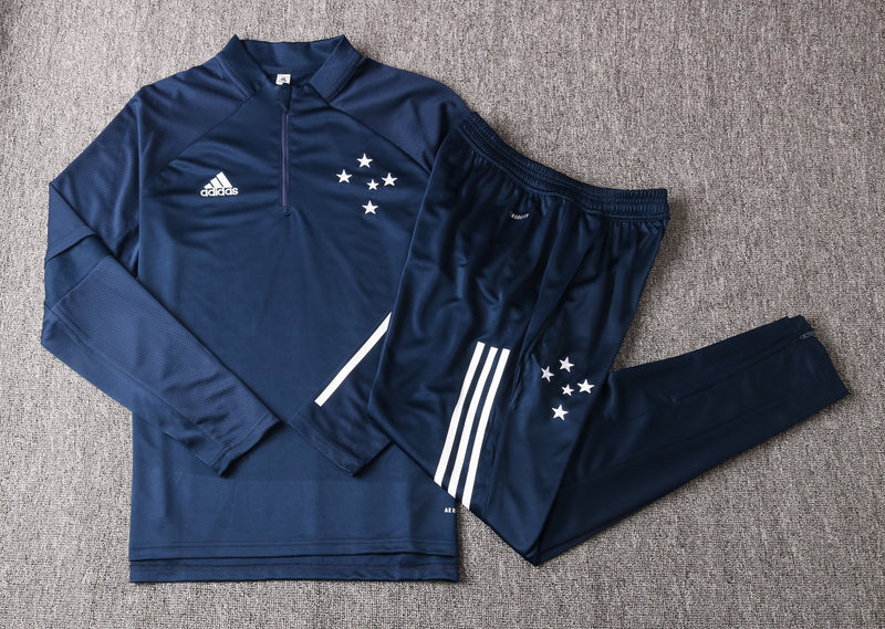 Kit de Treino Cruzeiro 2020/21 Meio Zíper Azul Escuro