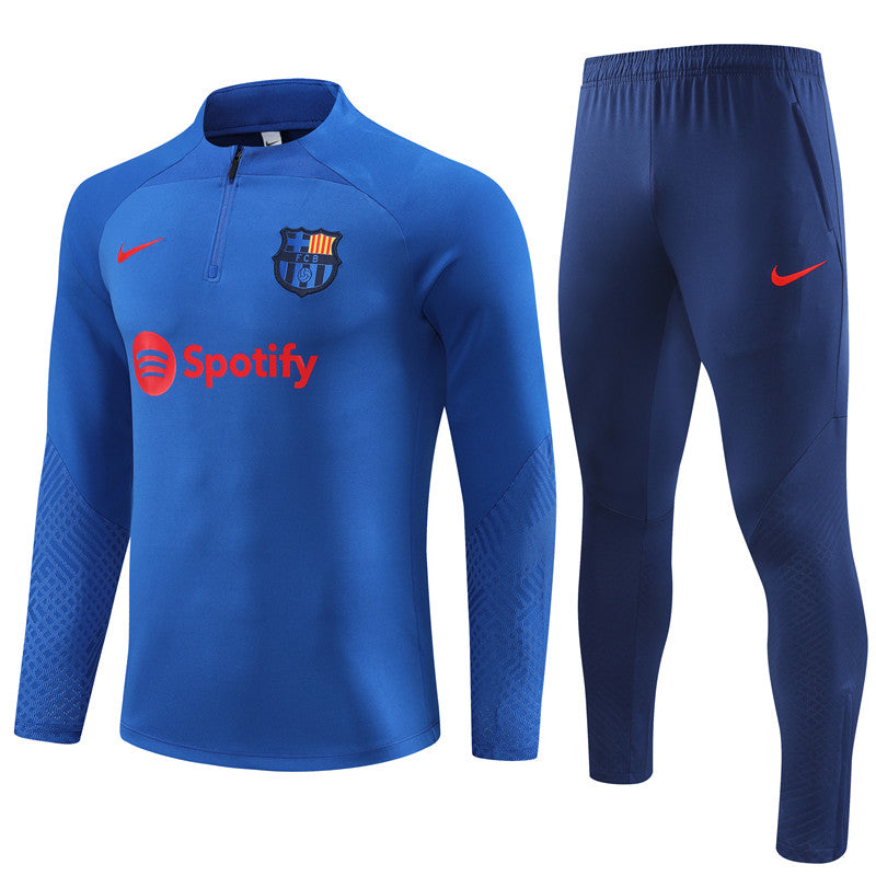 Kit de Treino Barcelona 2022/23 Meio Zíper Azul