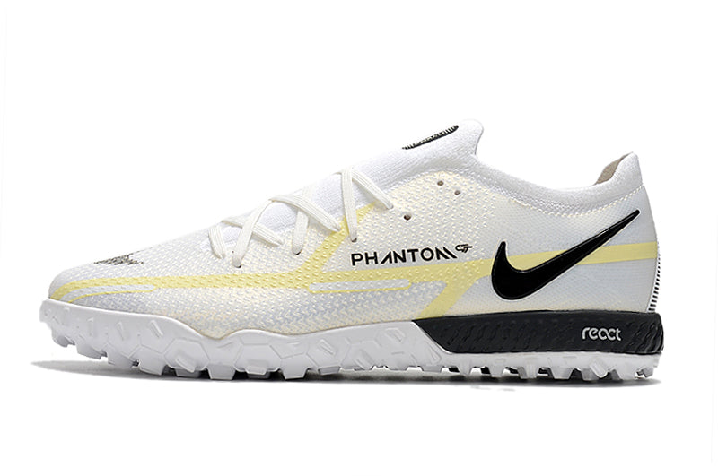 Chuteira Society Nike Phantom GT Pro Branco e Dourado