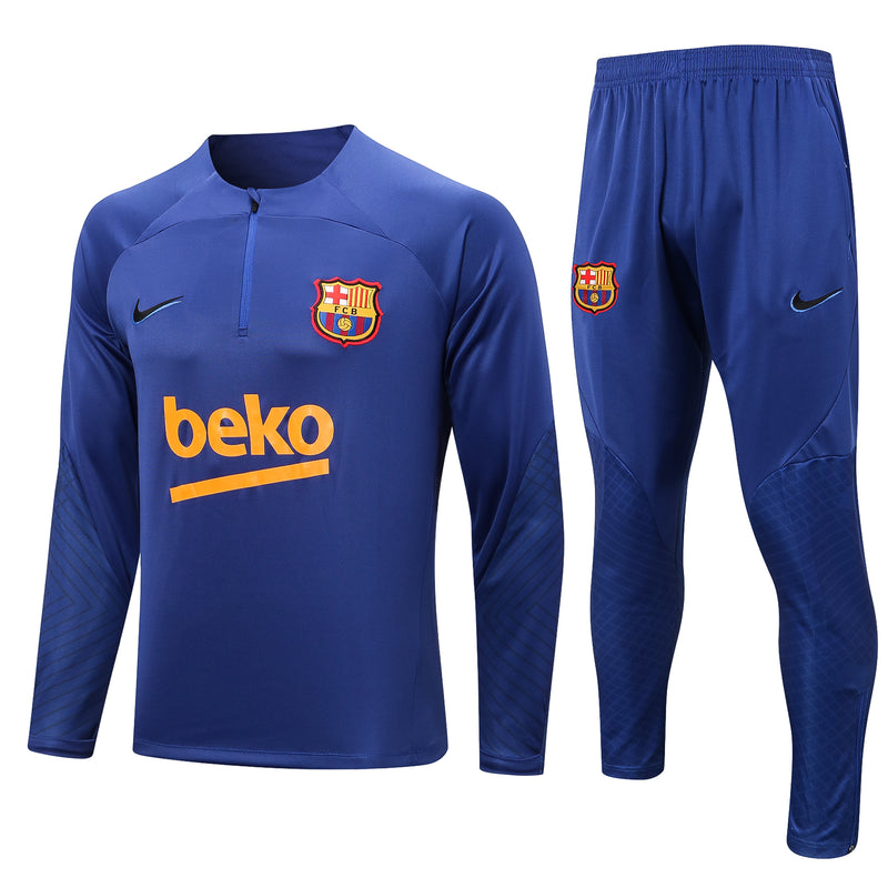 Kit de Treino Barcelona 2022/23 Meio Zíper Azul