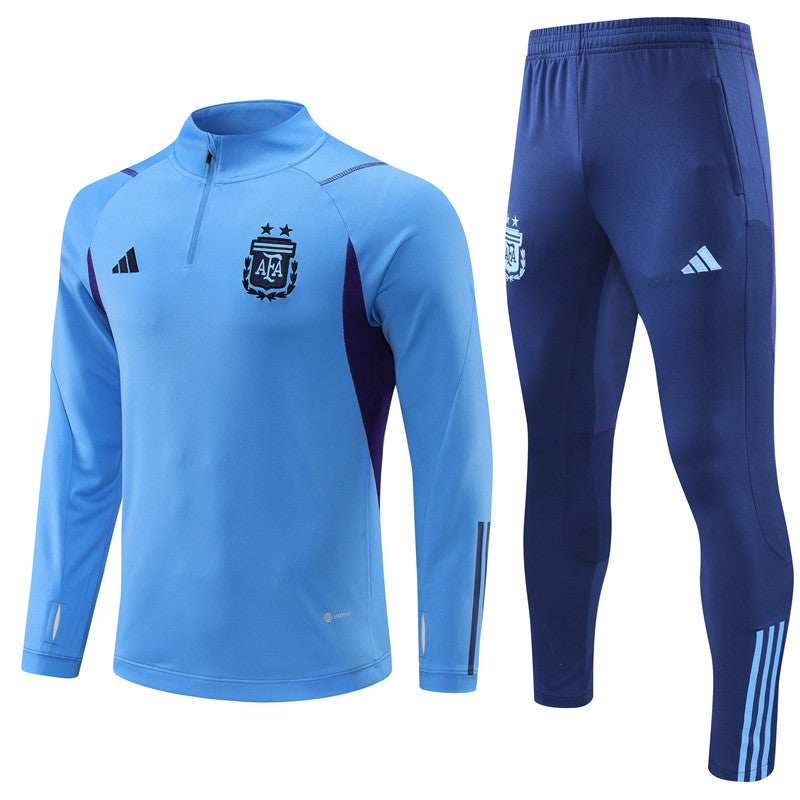 Kit de Treino Argentina 2022/23 Meio Zíper Azul