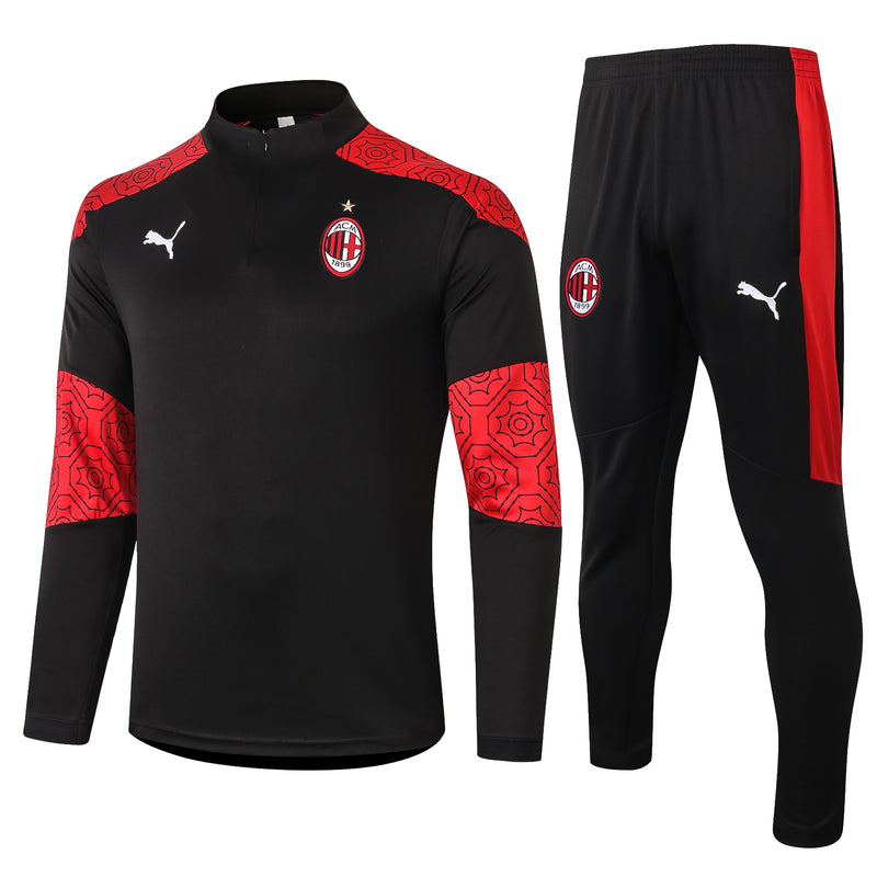 Kit de Treino Ac Milan 2020/21 Meio Zíper Preto