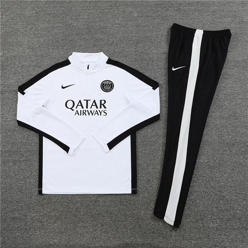 Kit de Treino PSG 2023/24 Meio Zíper Branco e Preto - Lp Sports Wear 