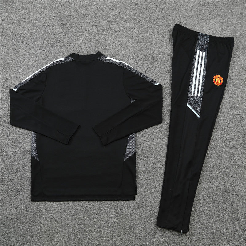 Kit de Treino Manchester United 2021/22 Meio Zíper Preto