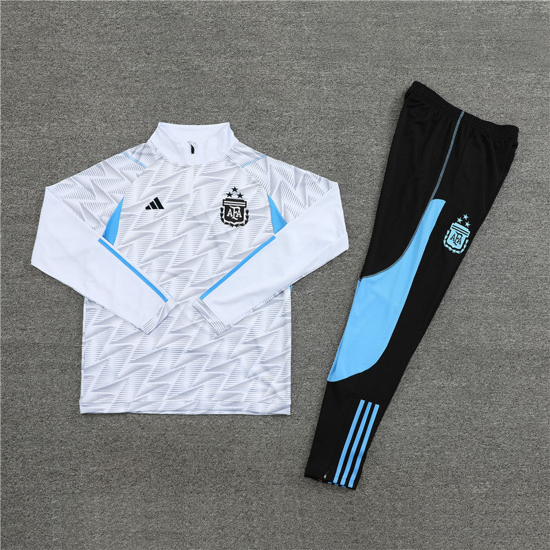 Kit de Treino Argentina 2023/24 Meio Zíper Branco