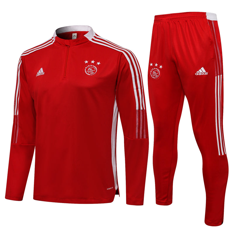 Kit de Treino Ajax 2021/22 Meio Zíper Vermelho