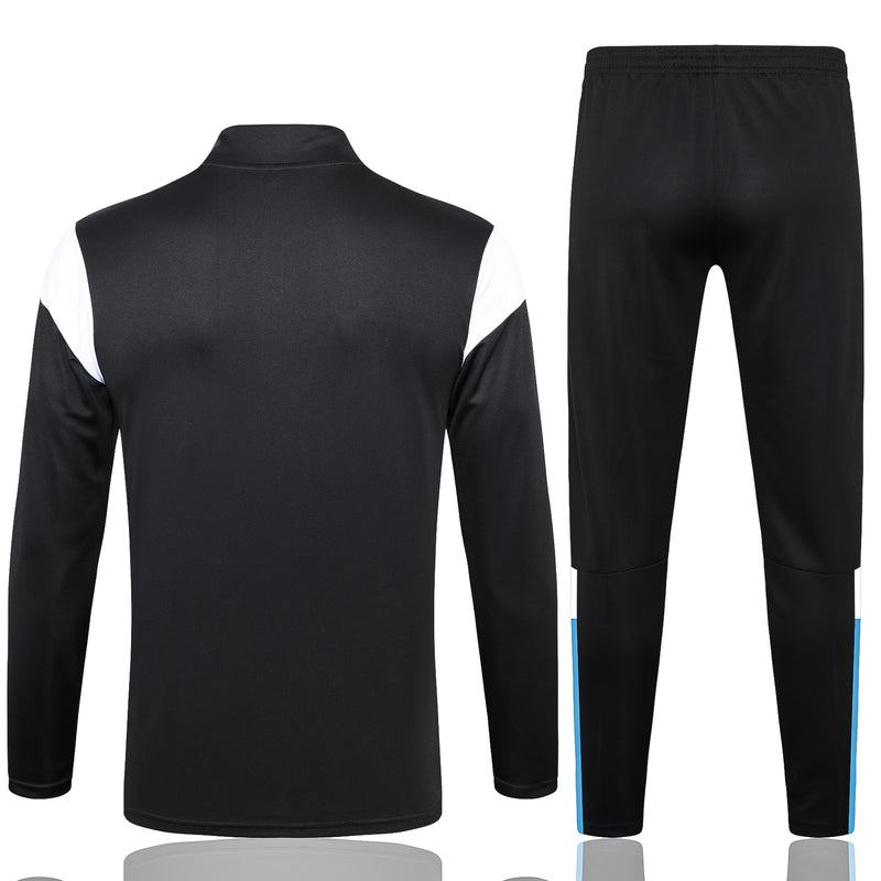 Kit de Treino Olympique de Marseille 2023/24 Meio Zíper Preto