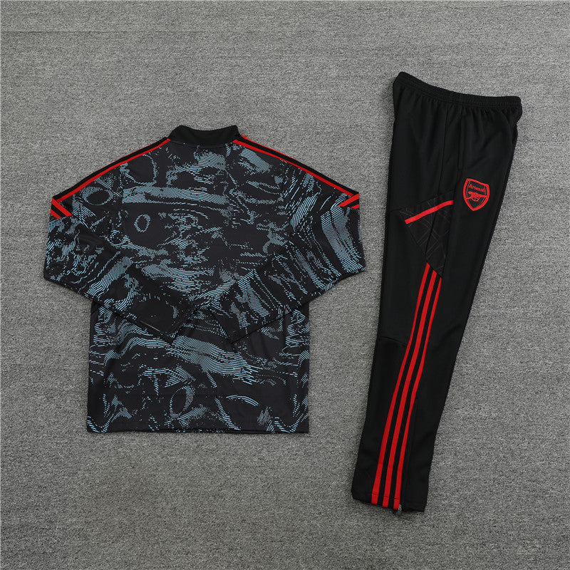 Kit de Treino Arsenal 2022/23 Meio Zíper Preto e Vermelho