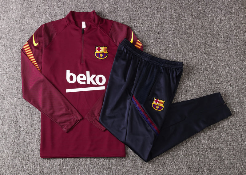 Kit de Treino Barcelona 2020/21 Meio Zíper Vermelho