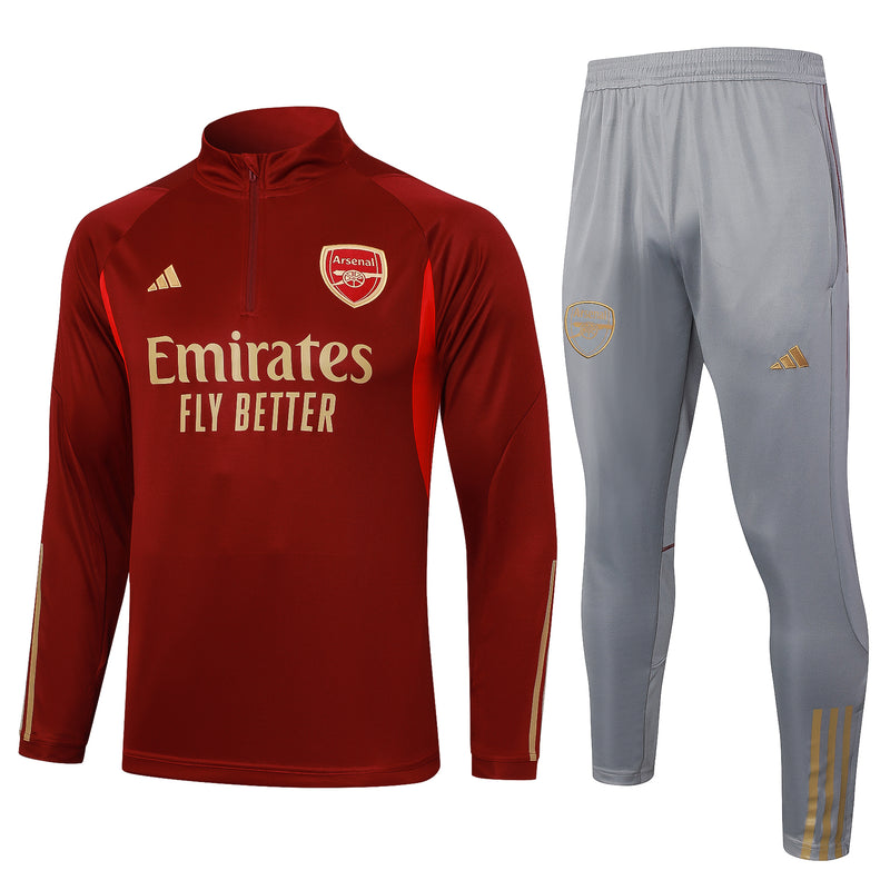 Kit de Treino Arsenal 2023/24 Meio Zíper Vermelho