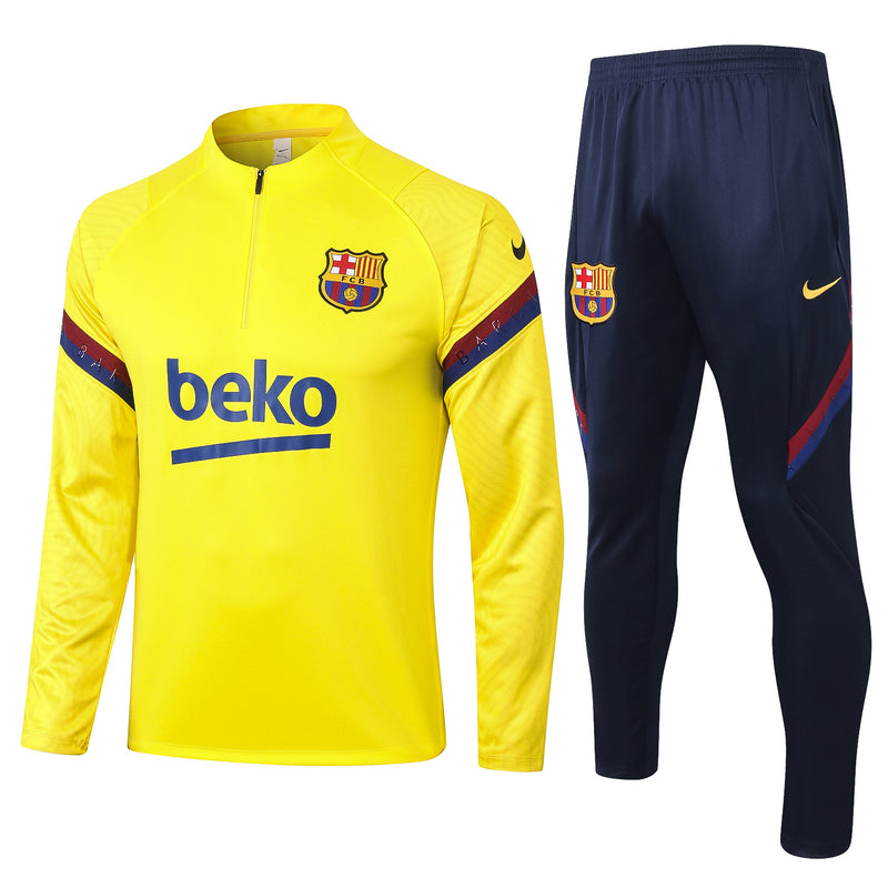 Kit de Treino Barcelona 2020/21 Meio Zíper Amarelo