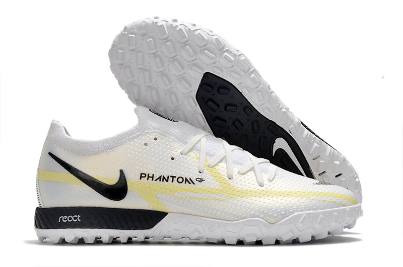 Chuteira Society Nike Phantom GT Pro Branco e Dourado