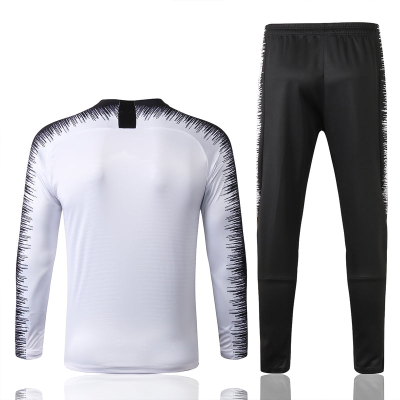 Kit de Treino PSG 2018/19 Meio Zíper Branco e Preto